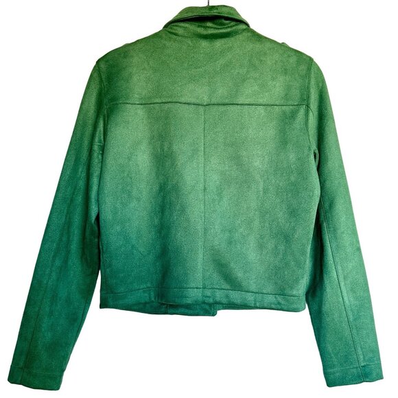 Lauren Conrad Green Preppy Faux Suede Moto Jacket XS Asymmetrical Zipper - Picture 3 of 7